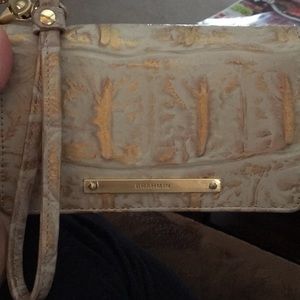 Gold Tan Brahmin Wristlet